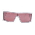 Fake Diamonds White Frame Strong Temple Retro PC Sunglass